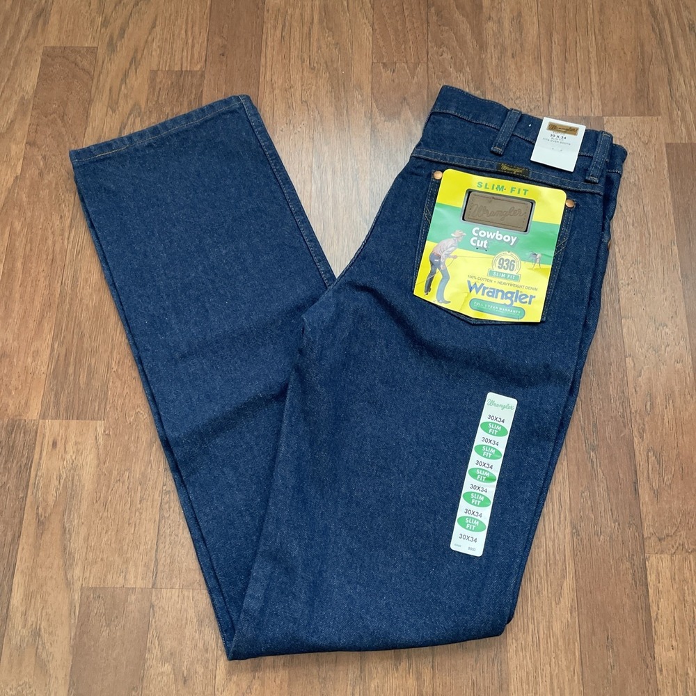 Wrangler Men's Cowboy Cut Slim Fit Indigo Jeans 936PWD 30x34  NWT